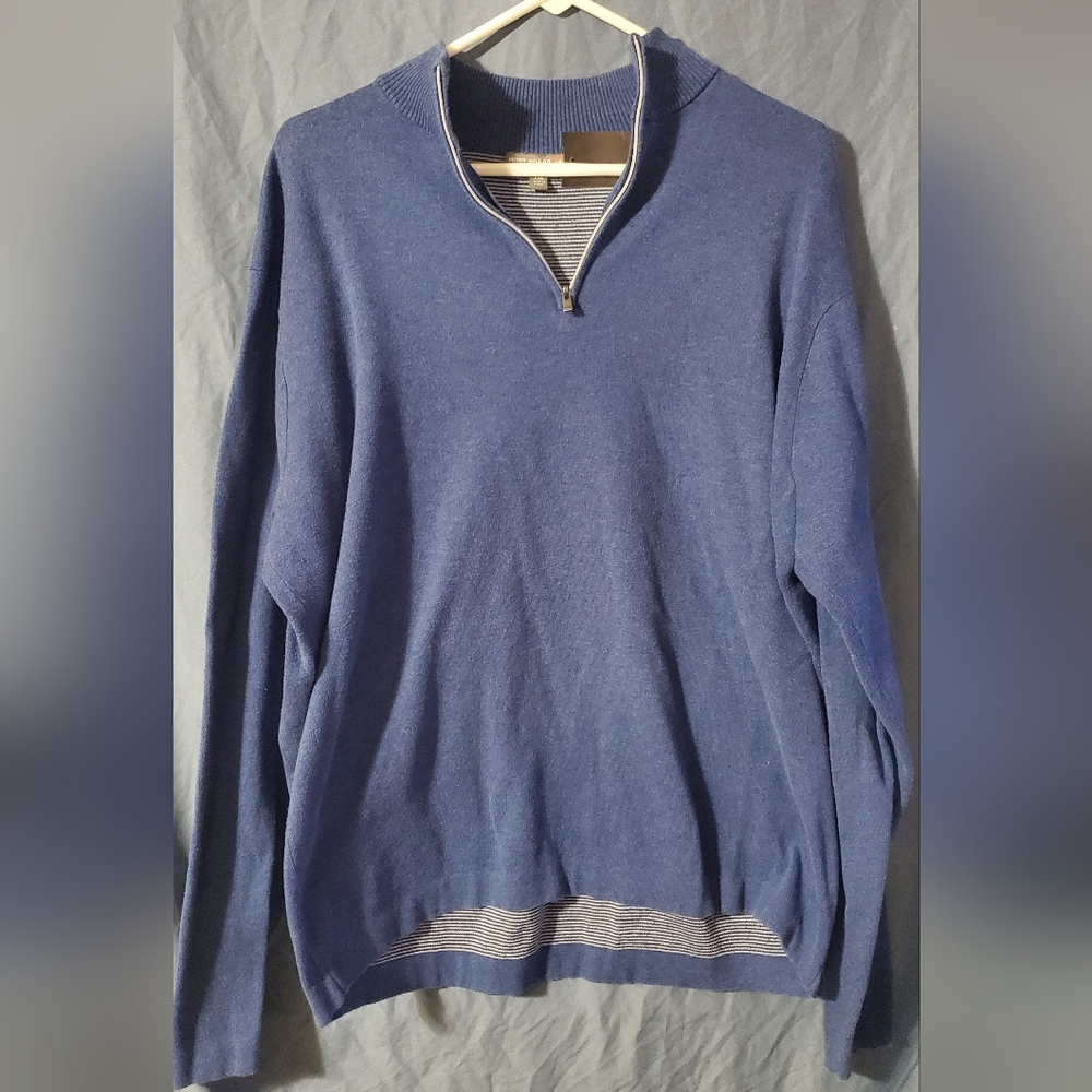Peter Millar Navy Quarter Zip-Up Sweater